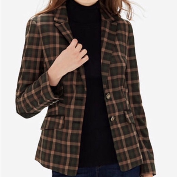 The Limited Jackets & Blazers - The Limited Plaid Elbow Patch Blazer XS